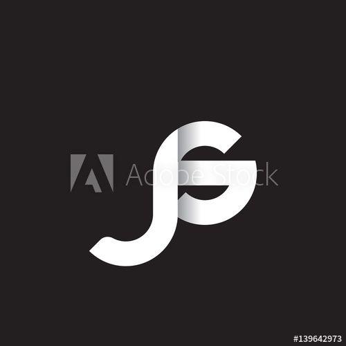 Linked in Black and White Logo - Initial lowercase letter js, linked circle rounded logo with shadow ...