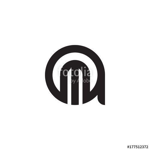 Linked in Black and White Logo - initial letter am, ma, m inside a, linked line circle shape logo