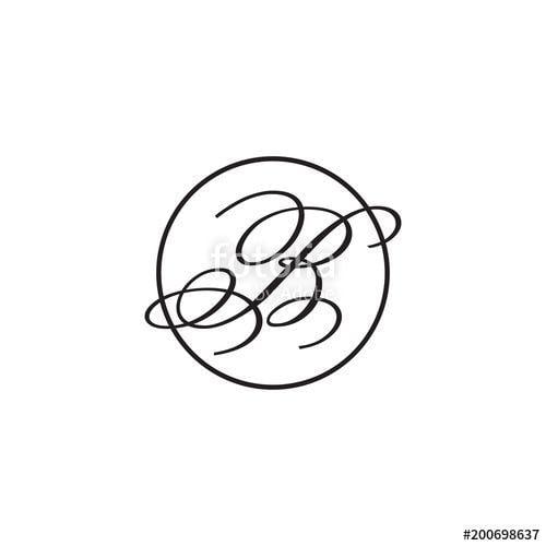 Black Script B Logo - initial letter B logo script circle black Stock image and royalty