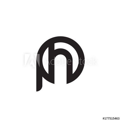 Linked in Black and White Logo - Initial letter ph, hp, h inside p, linked line circle shape logo