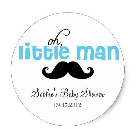 Little Man Blue Logo - 3.8cm Blue Little Man Mustache Baby Shower Sticker In Stickers