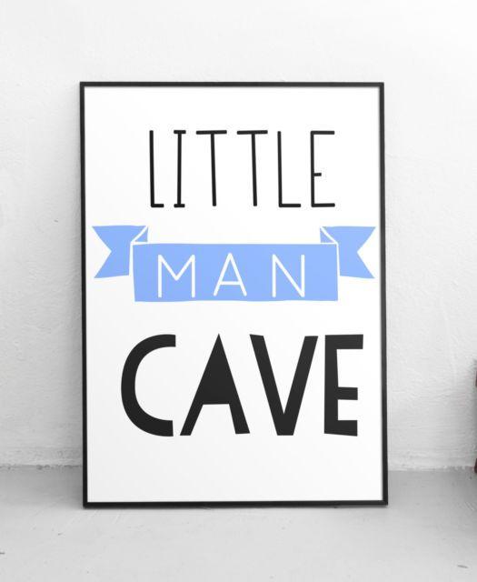 Little Man Blue Logo - Little Man Cave Blue Baby Boys Room Nursery Wall Art Colour Print