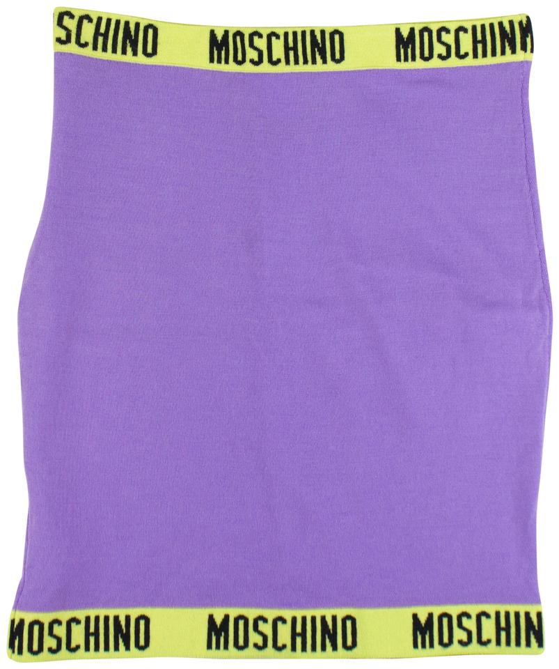 Jeremy Scott Logo - Moschino Purple Couture X Jeremy Scott 'logo' Wool Knit Pencil Skirt ...