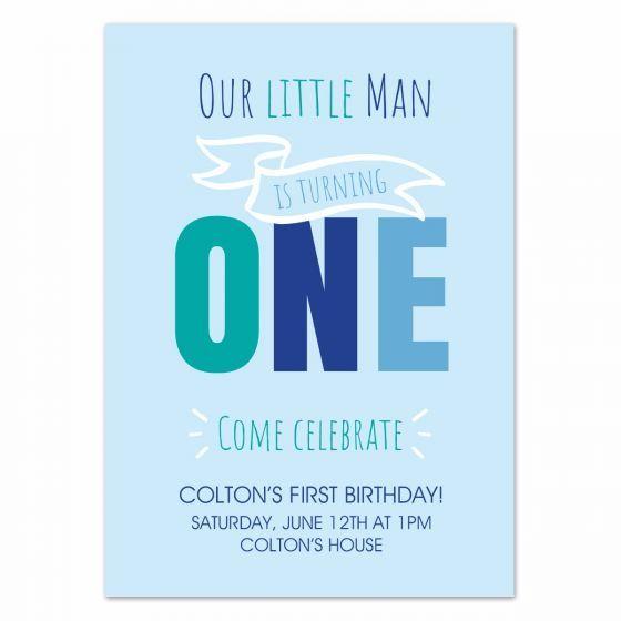 Little Man Blue Logo - Little Man 5x7 Birthday Card