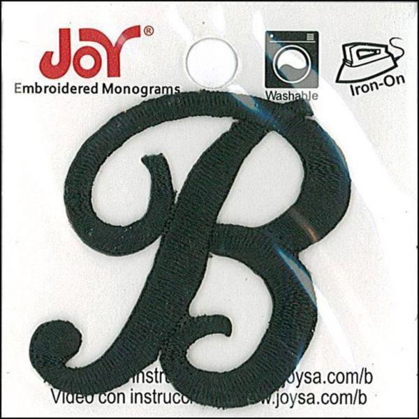 Black Script B Logo - Joy JOY41252 Applique Letter Iron On Script Black B, 1.5