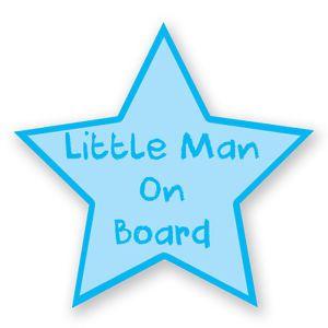 Little Man Blue Logo - LITTLE MAN BABY ON BOARD BLUE STAR STICKER Boy Car Van Child