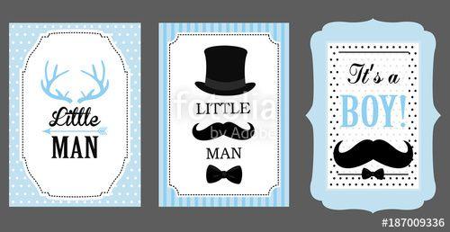 Little Man Blue Logo - Little man birthday party. Baby shower party. Vector poster: bow tie