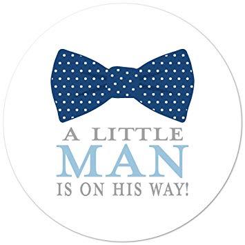 Little Man Blue Logo - cnt Little Man Bow Tie Baby Shower Favor Sticker