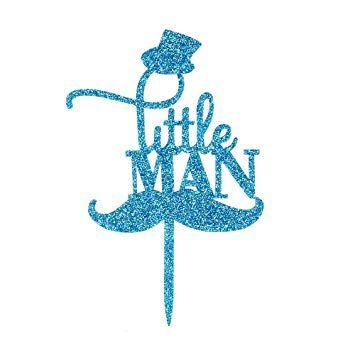 Little Man Blue Logo - Blue Little Man Cake Topper with Hat Mustache, Funny