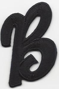 Black Script B Logo - LETTERS Script 2 Letter B On Embroidered Applique