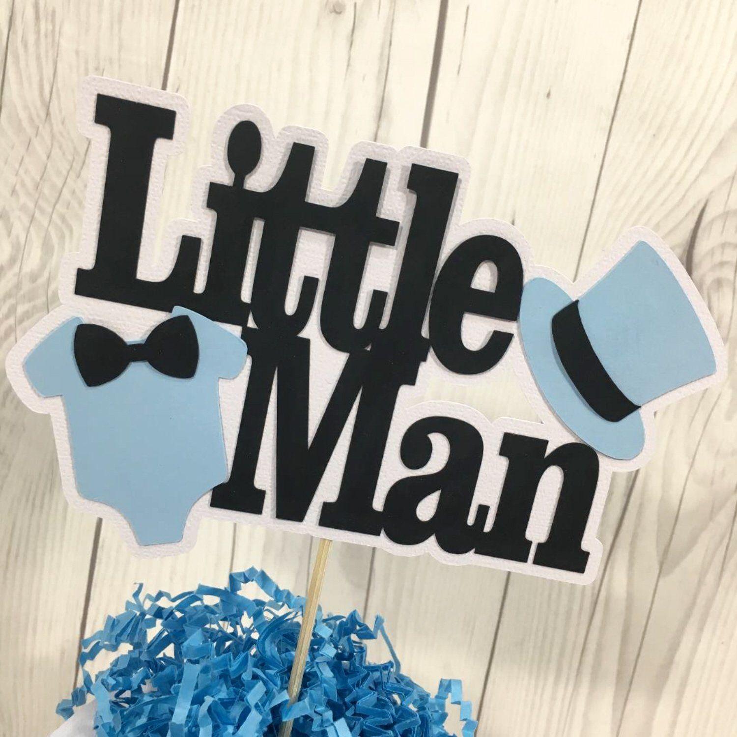 Little Man Blue Logo - Little Man Cake Topper, Black. Chic Baby Cakes