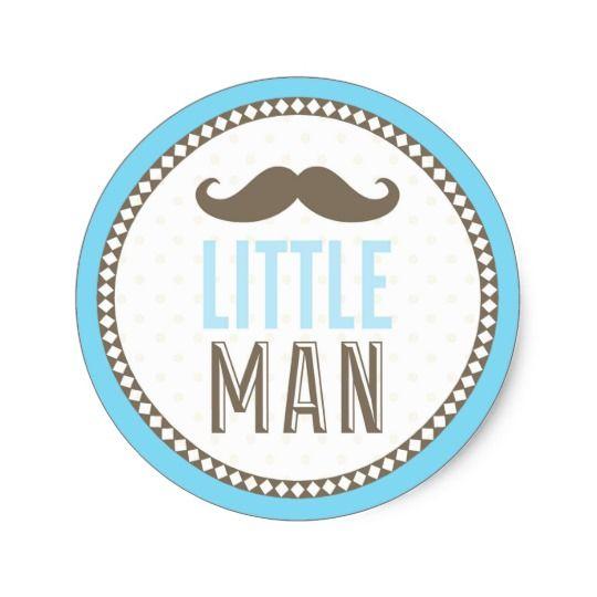 Little Man Blue Logo - Little Man Moustache Baby Classic Round Sticker. Zazzle.co.uk