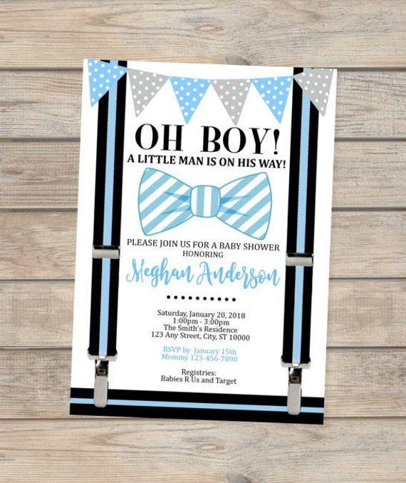 Little Man Blue Logo - Blue Bow Tie Baby Shower Invitation Oh Boy Little Man Baby | Etsy