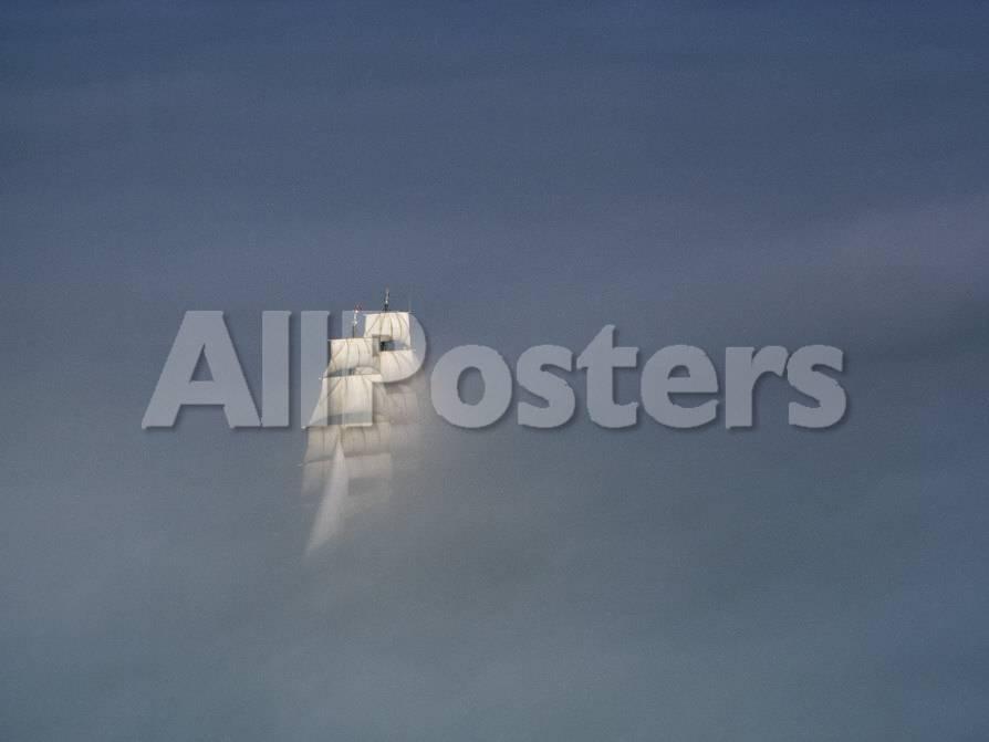 Ship Fog Logo - The Tall Ship USCG Eagle Sails in a Sea of Fog off Cape Cod