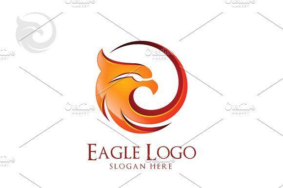 Orange Eagle Logo - Eagle logo in circle, hawk , phoenix ~ Logo Templates ~ Creative Market