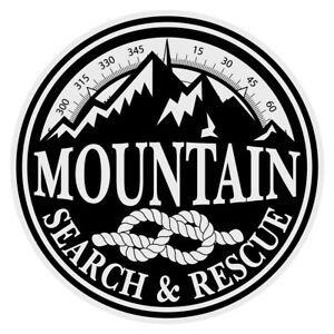 Round Black and White Mountain Logo - Mountain Search & Rescue Small Round Black White Reflective Decal