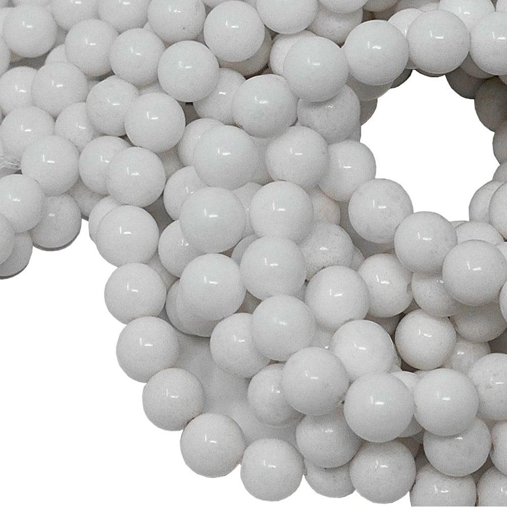 Round Black and White Mountain Logo - White Mountain Jade Round Gemstone Beads 8mm String