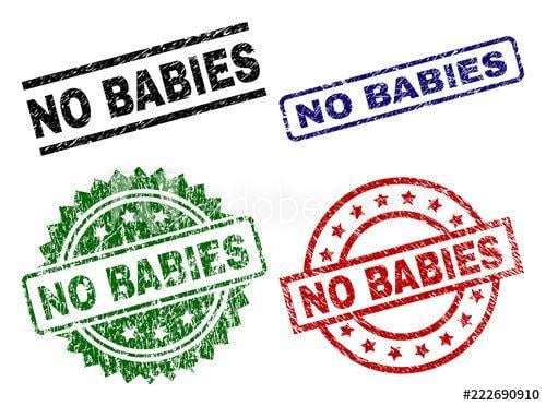 Black Green Blue Logo - NO BABIES seal prints with distress texture. Black, green,red,blue ...