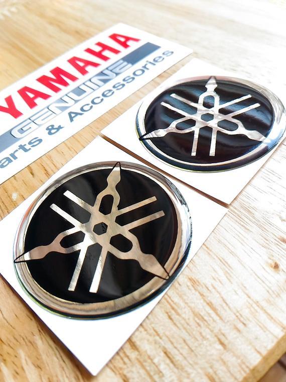 Wood Yamaha Logo - 2X 42mm YAMAHA Motorcycle Logo Badge Emblem 3D Domed Decal | Etsy
