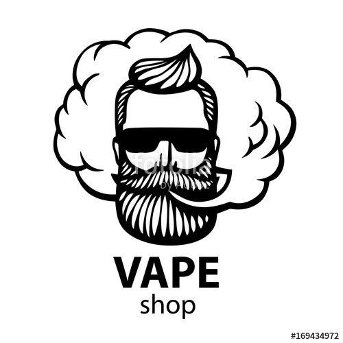 Cloud Vape Logo - Hand-drawn hipster with mustache and beard. Man with vape and cloud ...