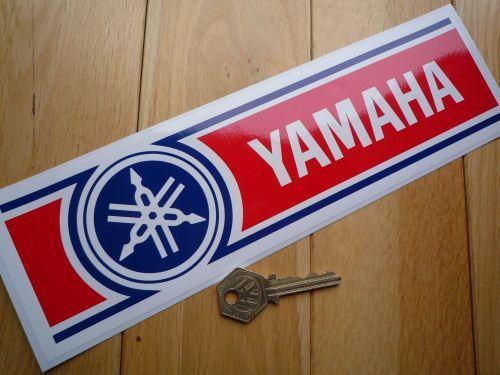 Wood Yamaha Logo - Yamaha Red, White & Blue 70's Stripe Style Sticker. 10.5