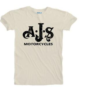 Retro Clothing Logo - Biker Motorcycle AJS Retro Vintage Distressed Logo Print T-shirt ...