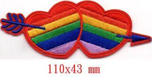 Rainbow Arrow Logo - heart love arrow cupid iron-on patch embroidered logo badge emblem ...