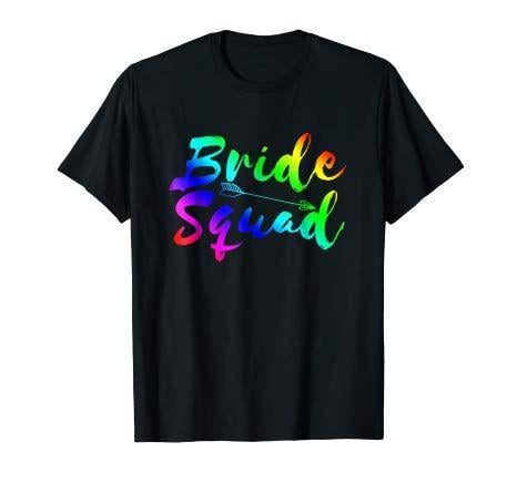 Rainbow Arrow Logo - Amazon.com: Rainbow Bride Squad Group Bachelorette Party T-Shirt ...