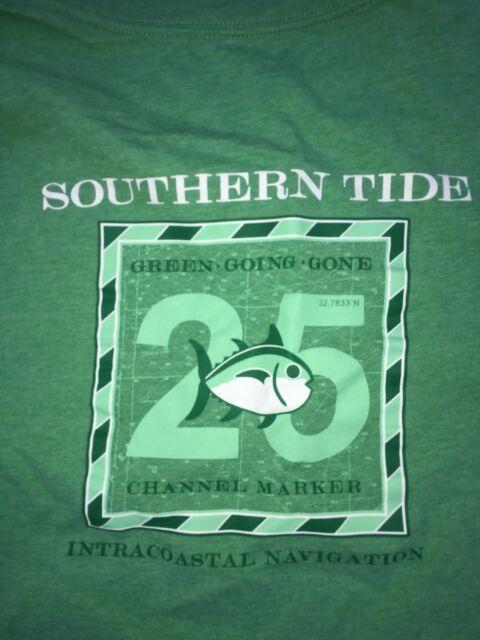 Green Tide Logo - New SOUTHERN TIDE Long Sleeve Ivy Green SkipJack Logo POLO SHIRT ...