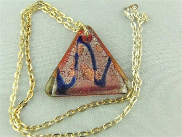 Anchor Blue Red Triangle Logo - Red Triangle Glass Pendant Patterned with Blue ... - Folksy