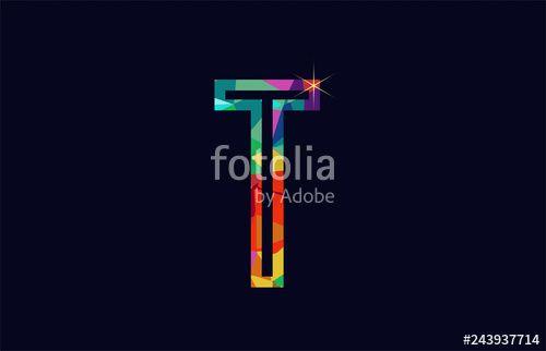 Rainbow Letter T Logo - rainbow colored alphabet letter T logo company icon design