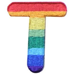 Rainbow Letter T Logo - Rainbow Letter (Iron On) Embroidered Patch By E Patches & Crests