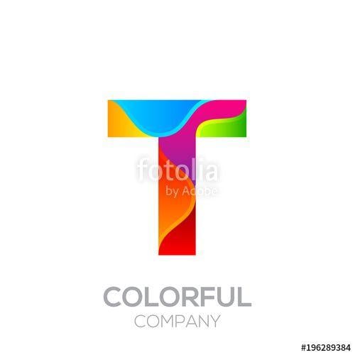 Rainbow Letter T Logo - Letter T logotype made of stripes with Glossy colorful and gradient ...