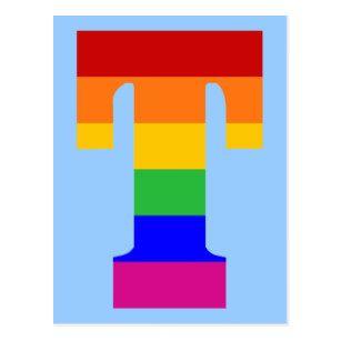 Rainbow Letter T Logo - Gay Letter Postcards