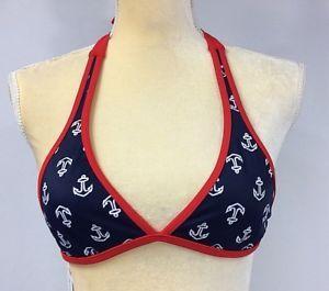 Anchor Blue Red Triangle Logo - Billabong Junior Triangle Bikini Halter Reversible Anchor