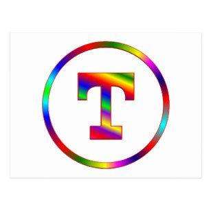Rainbow Letter T Logo - Fancy Letter T Invitations & Stationery