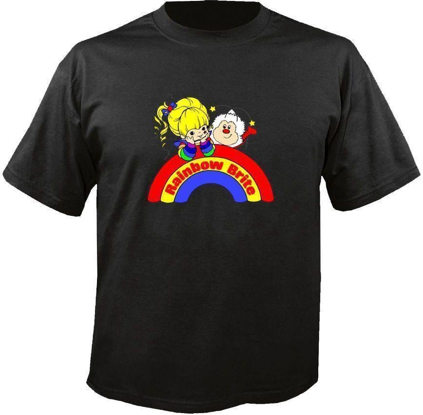 Rainbow Letter T Logo - Rainbow Brite Cartoon Logo T Shirt Short Sleeved Print Letters T