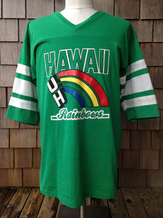 Rainbow Letter T Logo - Vintage 90s HAWAII RAINBOWS Raglan T Shirt