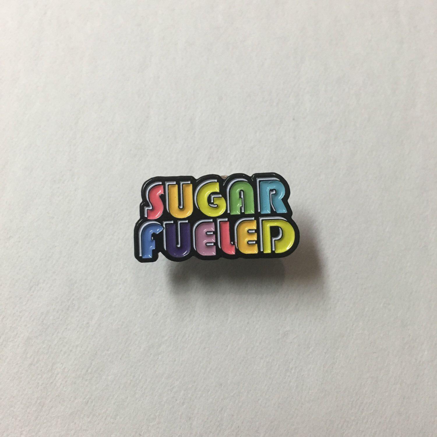 Rainbow Letter T Logo - Sugar Fueled Rainbow Logo Bubble Letters Lapel Pin Pop Surrealism
