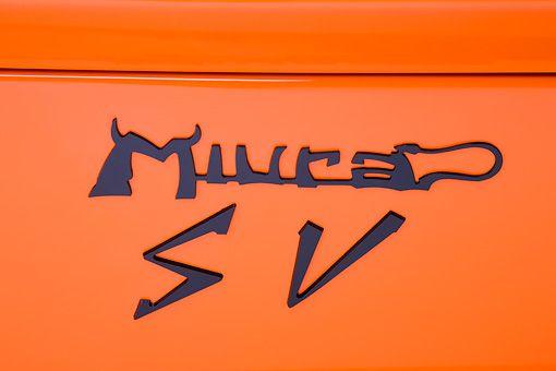 Miura Logo - 1972 Lamborghini Miura Orange Emblem Detail Studio | Kimballstock