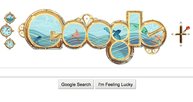 Interactive Google Logo - Google logo: Jules Verne Doodle HTML5 interactive graphic | Google ...