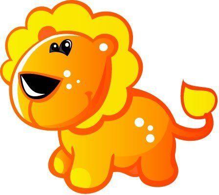 White and Orange Lion Logo - Children's Wall Decals Lion with Yellow Mane, White Spots