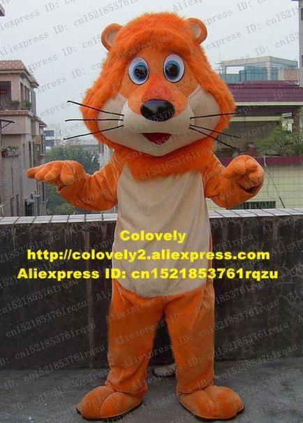 White and Orange Lion Logo - Vivid Orange Lion Lioness Cartoon Character Mascotte Adult Mascot ...