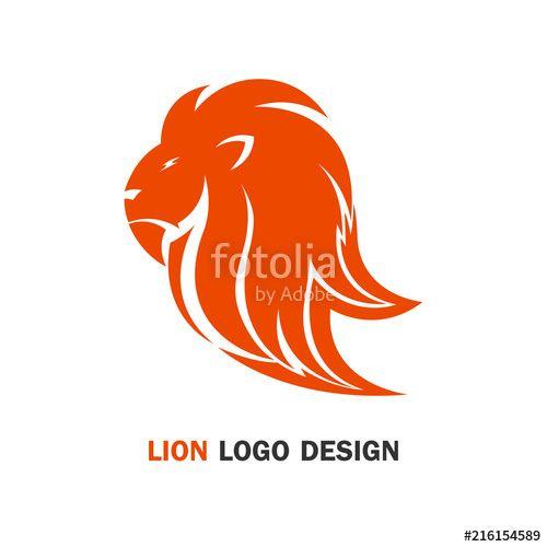 White and Orange Lion Logo - Lion logo, emblem design isolated on white background. vector ...