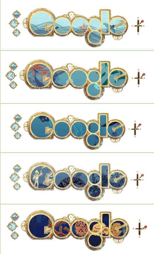 Interactive Google Logo - An Interactive Steampunk Google Doodle in honor of Jules Verne's ...