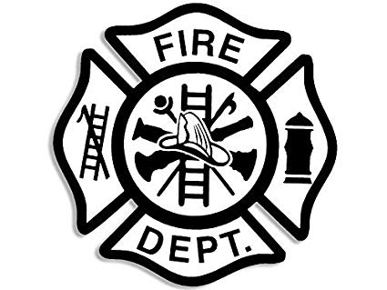 Fireman Logo - White Fire Department Maltese Cross shaped Sticker logo