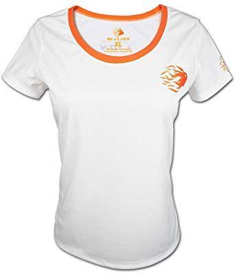White and Orange Lion Logo - LION CLASSIC T SHIRT FOR WOMAN IN WHITE Logo Left Side