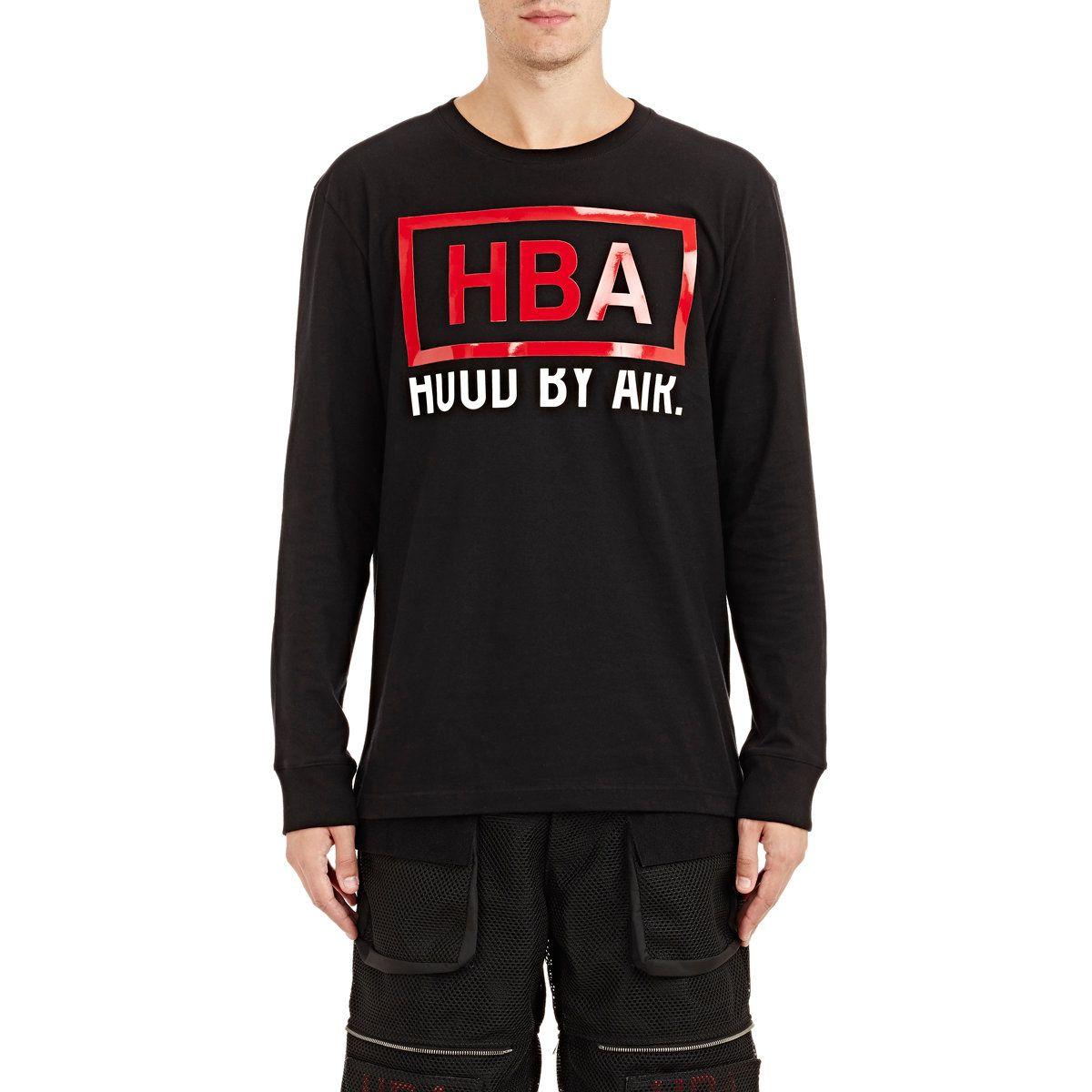Long Sleeve Hood by Air Logo - Hood By Air Men's Rage Long Sleeve T Shirt In Black For Men