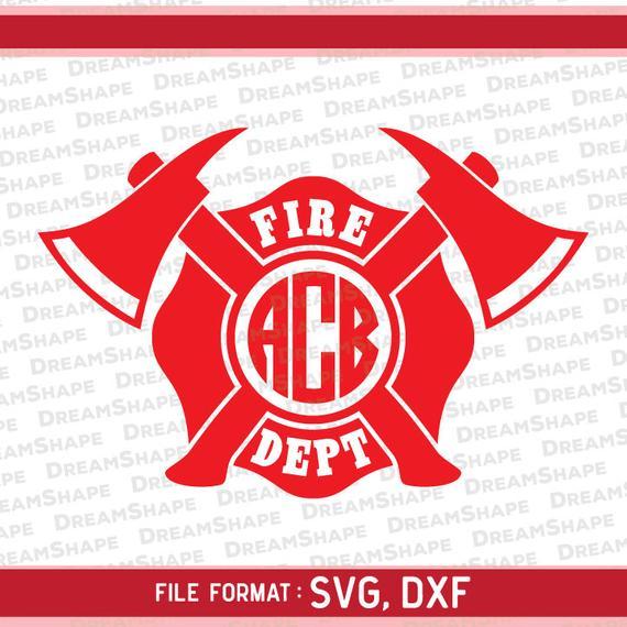 Fireman Logo - Fireman Logo SVG Files Firefighter Emblem DXF Split Monogram