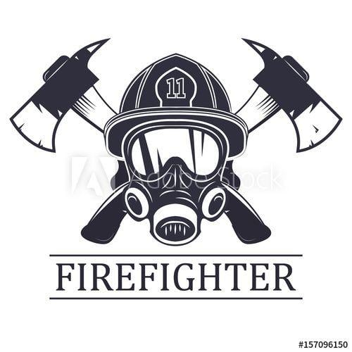 Fireman Logo - firefighter . emblem, icon, logo. Fire. mask firefighter and two ...